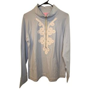 Lilly Pulitzer Skipper Popover UPF 50+ Boho Blue Pullover Jacket Size Large NWT